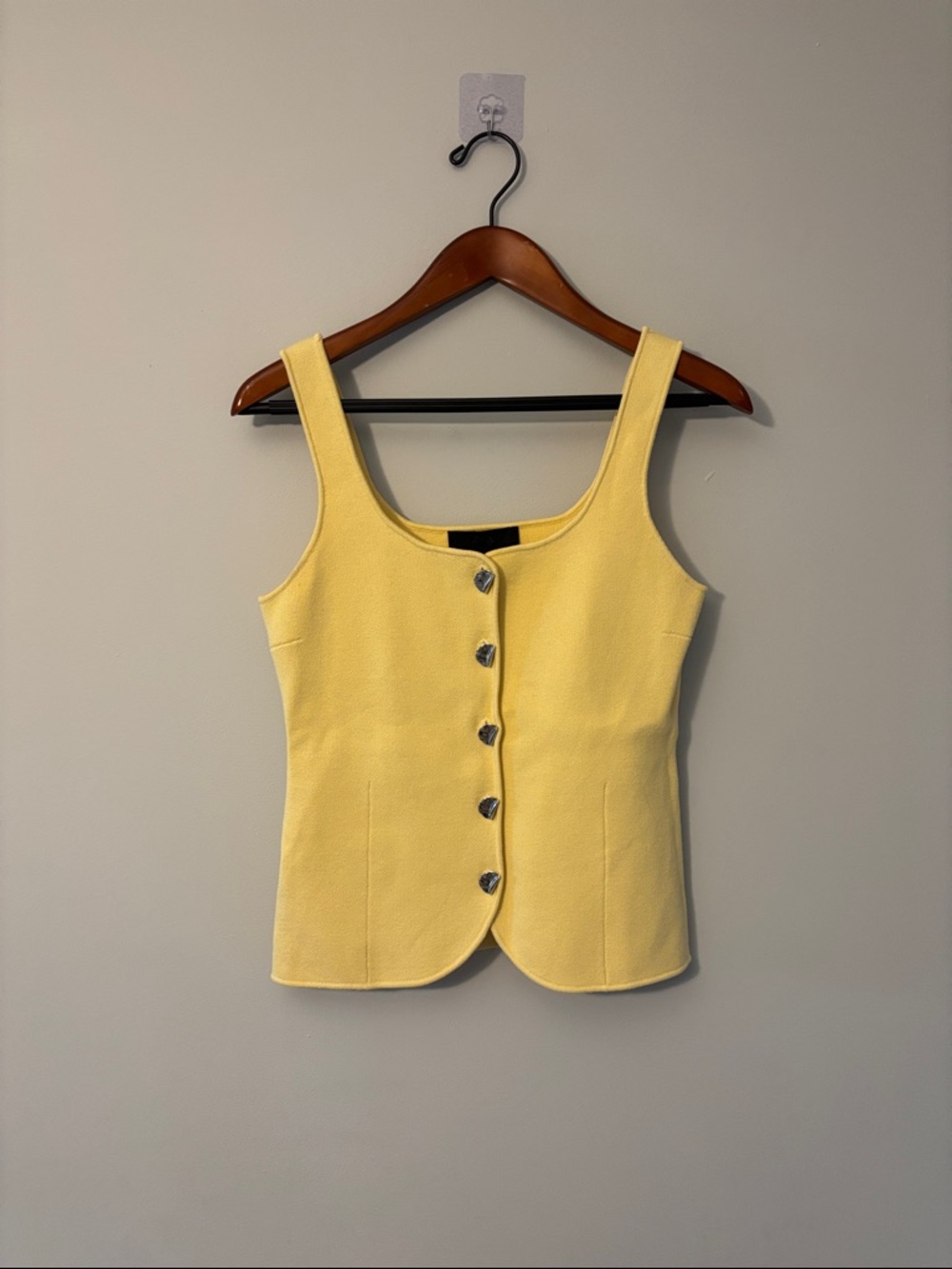Zara Yellow Button-Front Scoop Tank
